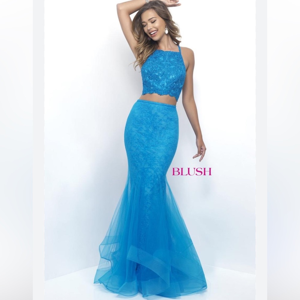 Blush 11224 Embroidered Lace 2pc Prom Dress